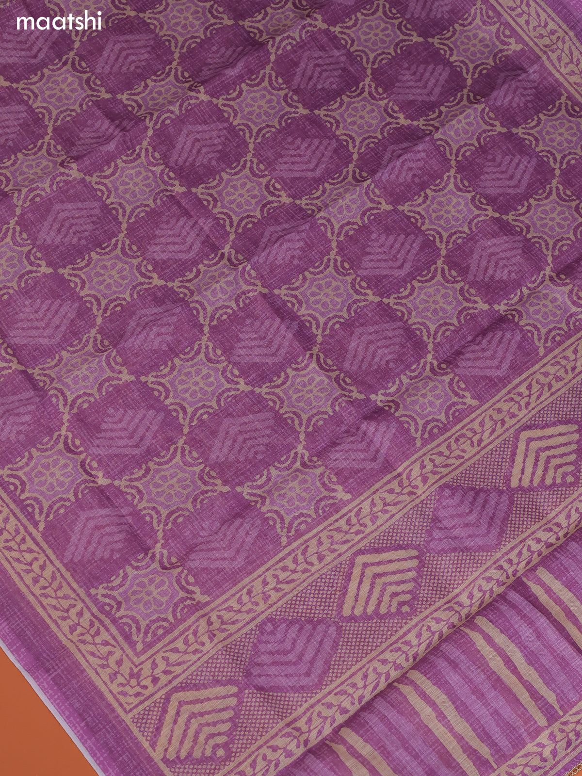 Mild Lavender Linen Cotton Dress Material Prints & Embroidery Work Neck Pattern