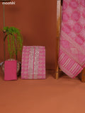 Pink Linen Cotton Dress Material Prints & Embroidery Work Neck Pattern