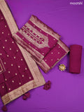 Lavender Banarasi Silk Dress Material With Allover Zari Weaves and Bottom & Dupatta