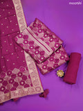 Violet Banarasi Silk Dress Material With Allover Zari Weaves and Bottom & Dupatta
