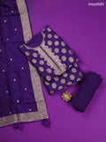 Violet Banarasi Silk Dress Material With Allover Zari Weaves and Bottom & Dupatta