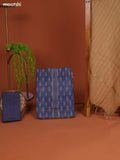 Bluish Grey Linen Cotton Dress Material With Printed & Embroidery Work Neck Pattern