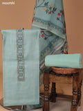 Pastel Green Tissue Linen Dress Material With Printed & Embroidery Work Neck Pattern and Bottom & Dupatta