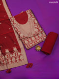 Deep Maroon Banarasi Dress Material With Allover Zari Buttas and Bottom & Dupatta