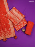Rustic Orange Banarasi Silk Dress Material With Allover Zari Weaves and Bottom & Dupatta