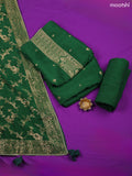 Green Banarasi Silk Dress Material With Zari Neck Pattern and Bottom & Dupatta