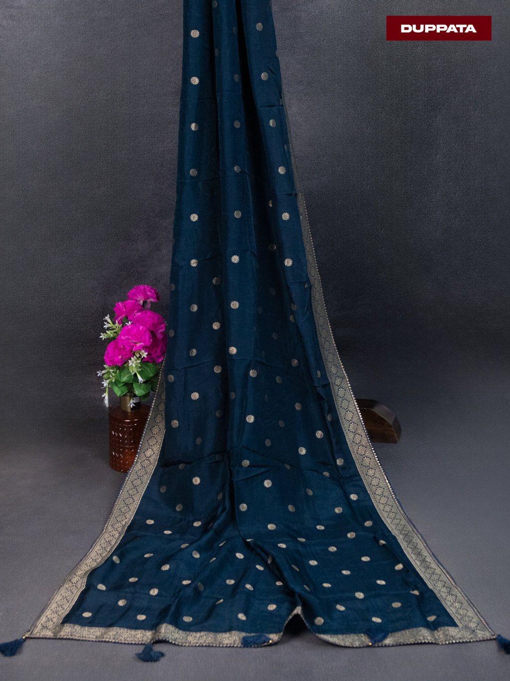 Banarasi silk dress material peacock green with allover zari weaves and bottom & banarasi style dupatta
