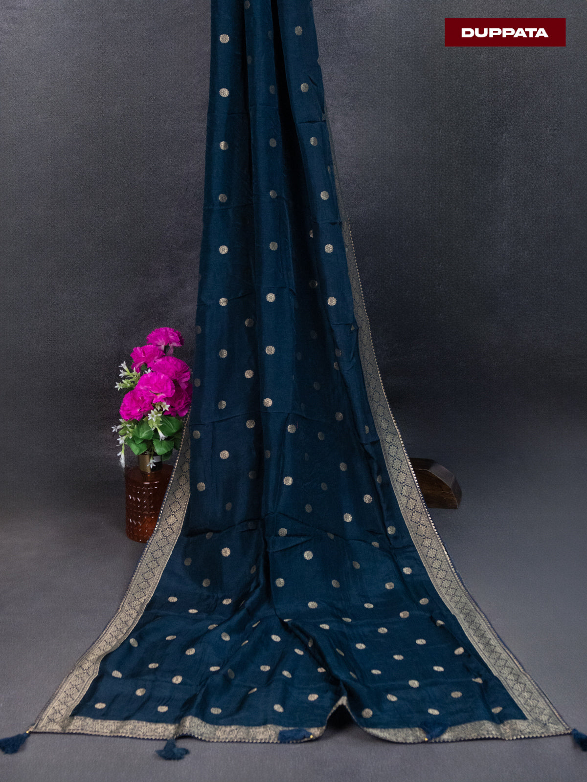 Banarasi silk dress material peacock green with allover zari weaves and bottom & banarasi style dupatta