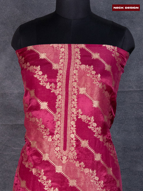 Banarasi silk dress material maroon shade with allover zari weaves and bottom & banarasi style dupatta
