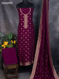 Banarasi silk dress material wine shade and allover self emboss & zari buttas and bottom & banarasi style dupatta