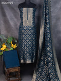 Banarasi silk dress material peacock green with allover zari weaves and bottom & banarasi style dupatta