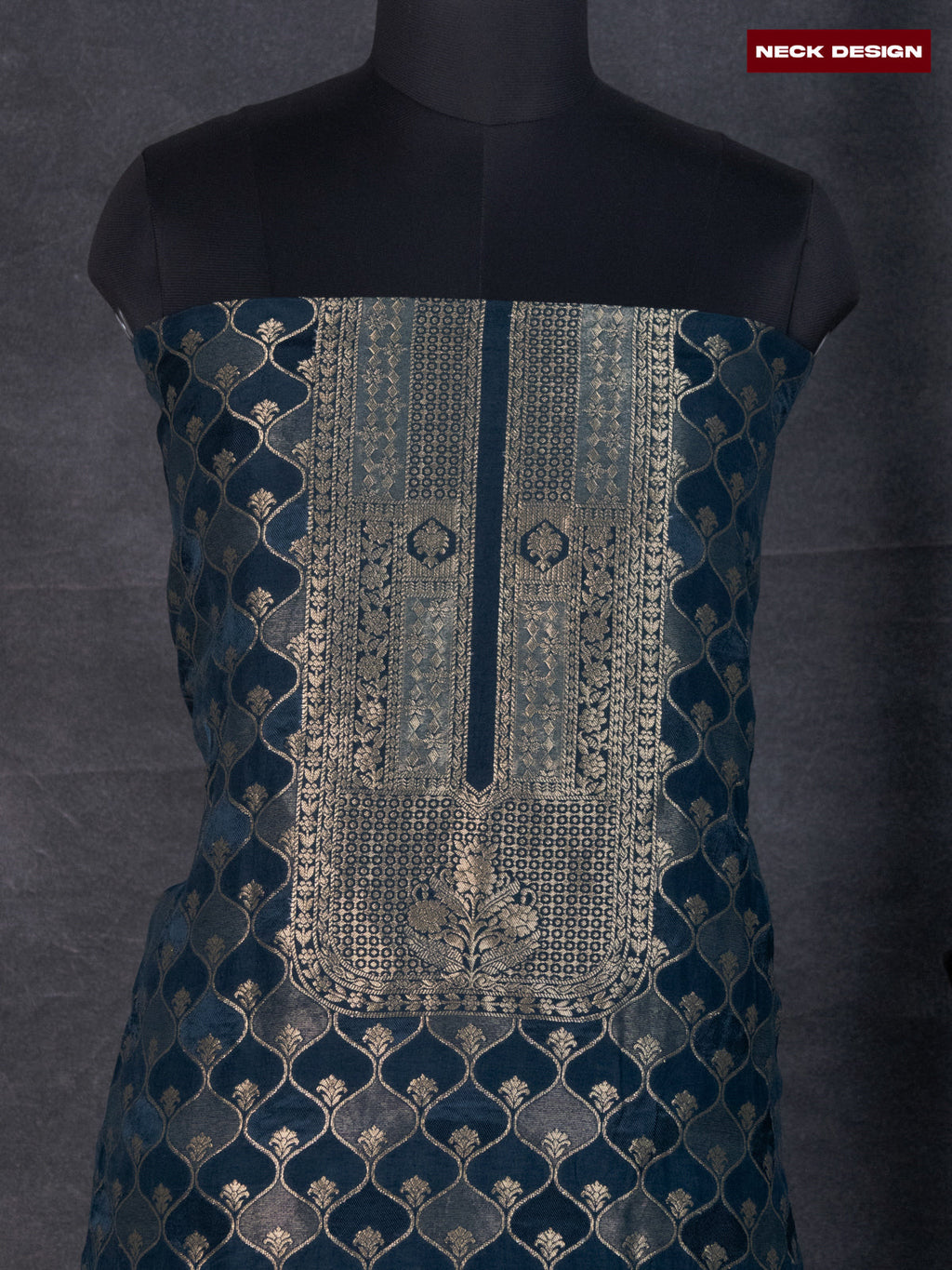 Banarasi silk dress material peacock green with allover zari weaves an – Maatshi