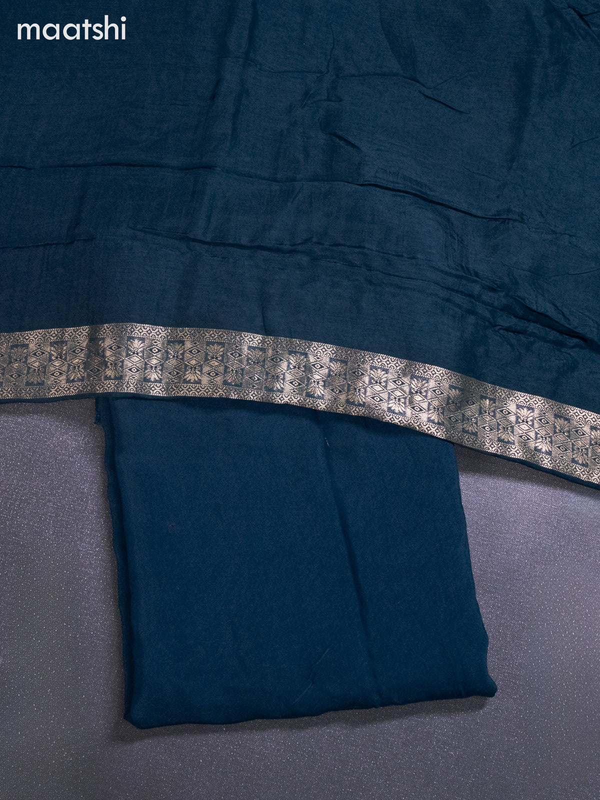 Banarasi silk dress material peacock green with allover zari weaves and bottom & banarasi style dupatta