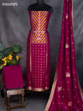 Banarasi silk dress material wine shade and allover self emboss & zari buttas and bottom & banarasi style dupatta