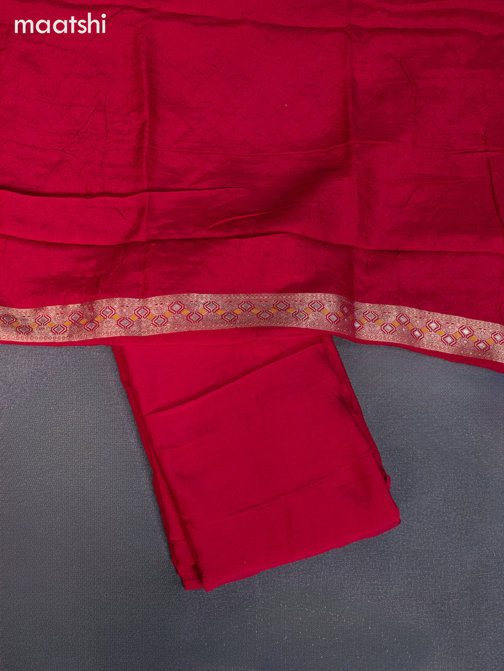 Banarasi silk dress material pink and allover self emboss & zari buttas and bottom & banarasi style dupatta