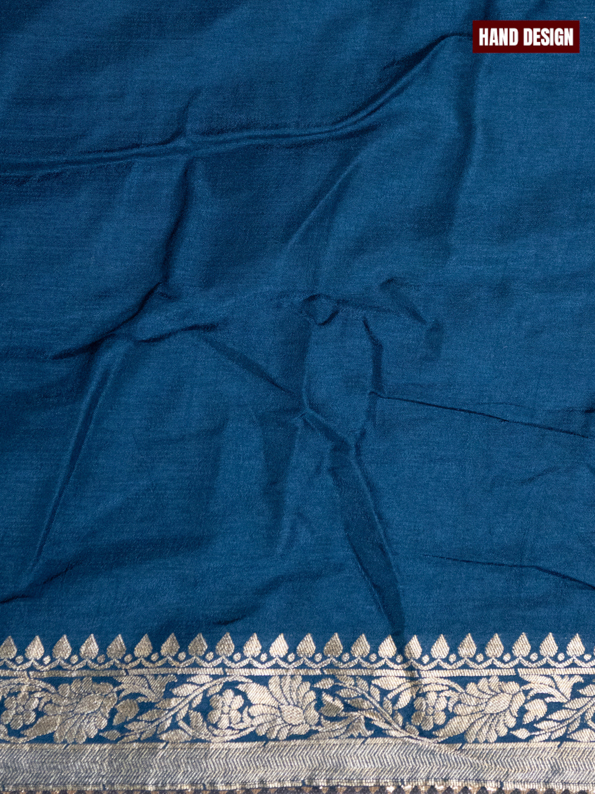 Banarasi silk dress material peacock blue with silver & gold zari buttas and bottom & banarasi style dupatta