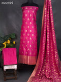 Banarasi silk dress material green with silver & gold zari buttas and bottom & banarasi style dupatta