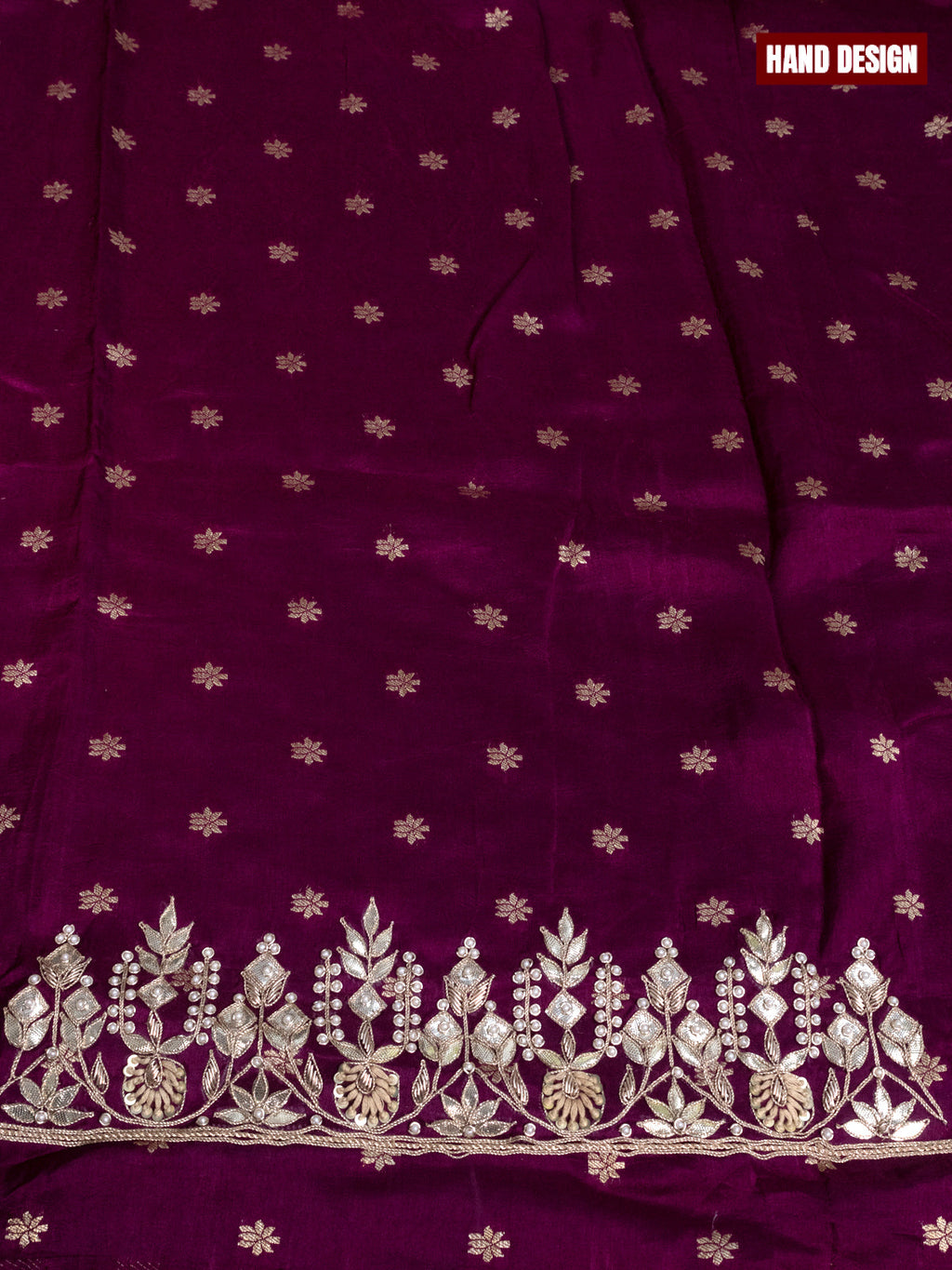 Banarasi silk dress material wine shade with allover zari buttas and bottom & banarasi style dupatta