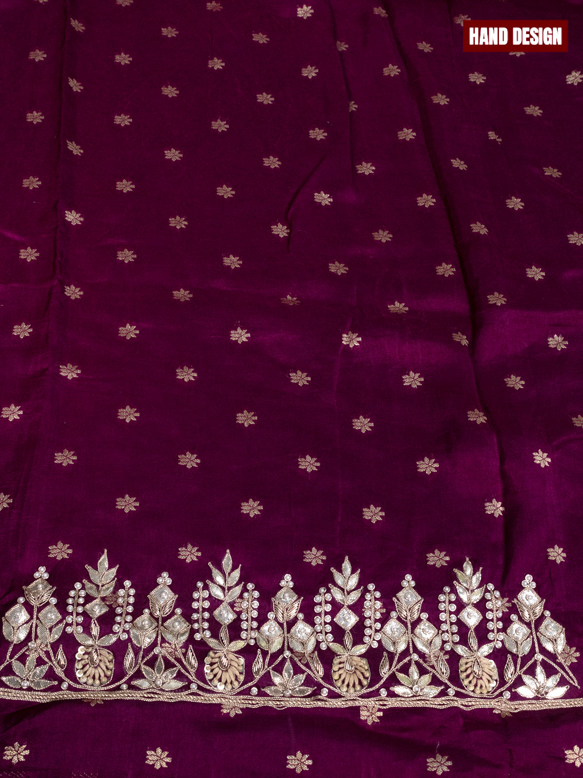 Banarasi silk dress material wine shade with allover zari buttas and bottom & banarasi style dupatta
