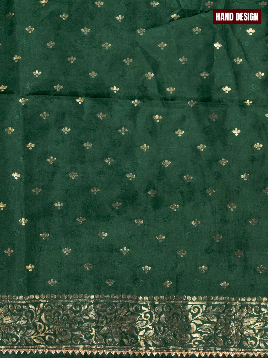 Banarasi silk dress material green and allover self emboss & zari buttas and bottom & banarasi style dupatta