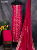 Banarasi silk dress material pink with allover zari weaves & buttas and bottom & banarasi style dupatta