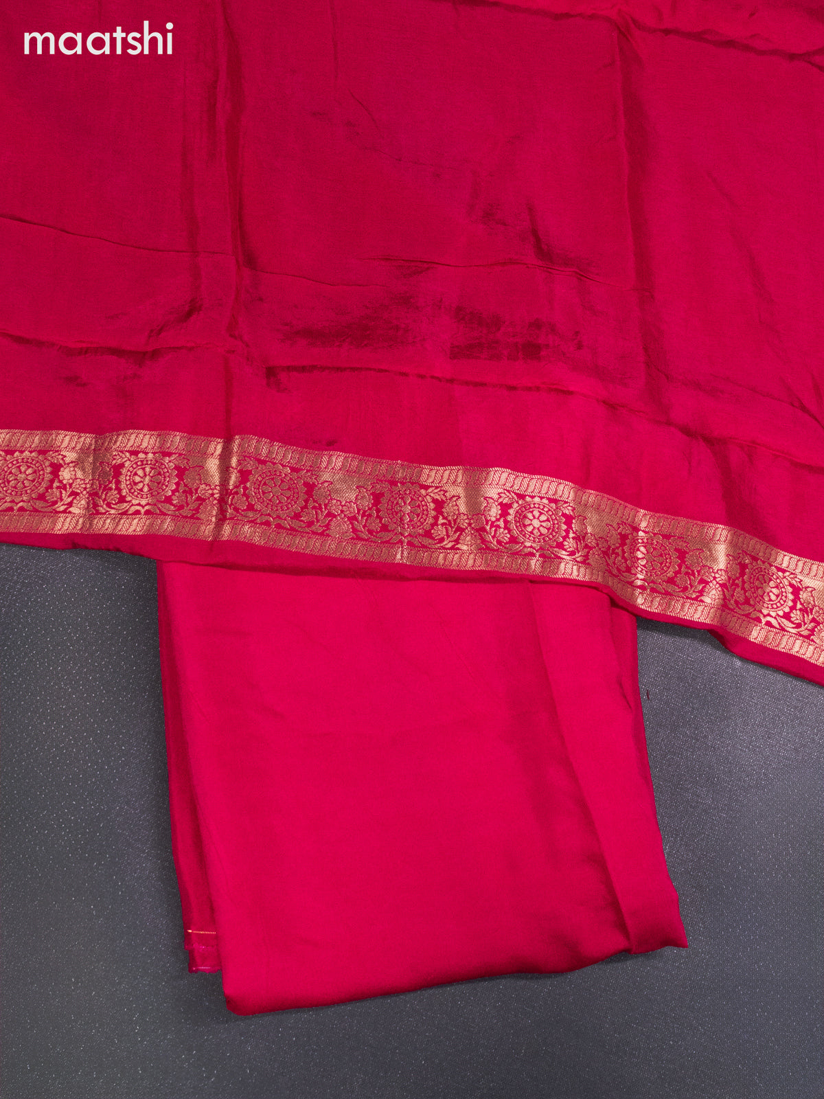 Banarasi silk dress material pink with allover zari weaves & buttas and bottom & banarasi style dupatta