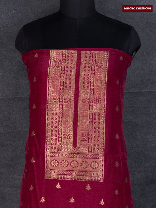 Banarasi silk dress material maroon shade with zari woven buttas and bottom & banarasi style dupatta