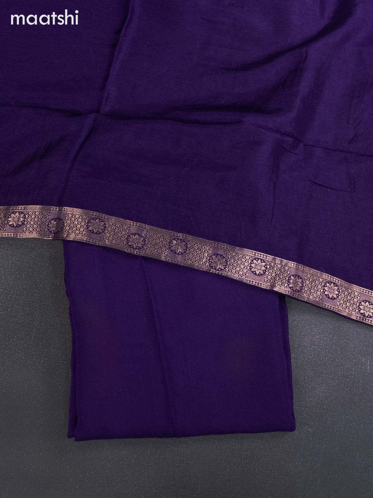 Banarasi silk dress material violet with zari woven buttas and bottom & banarasi style dupatta