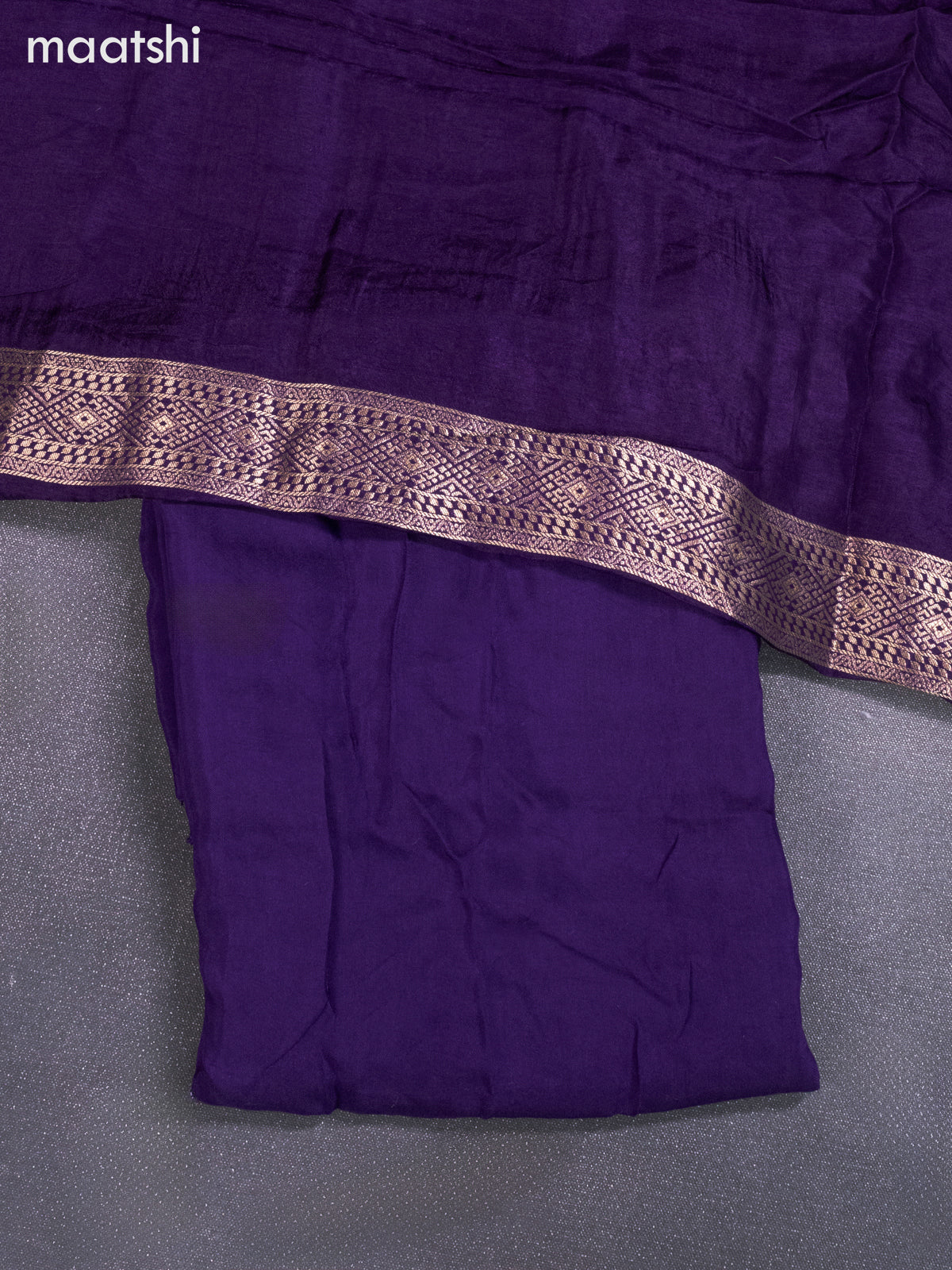 Banarasi silk dress material violet with zari woven buttas and bottom & banarasi style dupatta