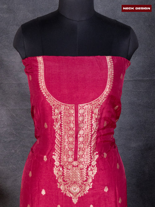 Banarasi silk dress material maroon shade with zari woven buttas and bottom & banarasi style dupatta