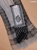 Black and Off White Cotton Dress Materials With Patch Work Neck Pattern