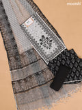 Black and Off White Cotton Dress Materials With Patch Work Neck Pattern