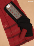 Balck and Dark Rust Cotton Dress Materials With Patch Work Neck Pattern