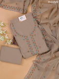 Pastel Brown Mul Chanderi Dress Materials With Floral Embroidery Work