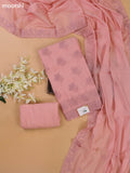 Peach Pink Mul Chanderi Dress Materials With Floral Embroidery Work