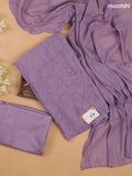 Lavendor Mul Chanderi Dress Materials With Floral Embroidery Work