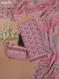 Lotus Pink Mulmul Cotton Dress Materials With All Over Floral Butta Weaves
