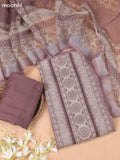 Beige and Dark Peach Linen Cotton Dress Material With Digital Prints