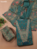 Teal Green Cotton Dress Material With Prints