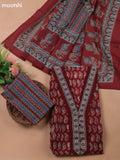 Maroon Cotton Dress Material With Prints
