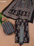 Black Cotton Dress Material With Floral Prints