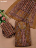 Musted Yellow Cotton Dress Material With Floral Prints