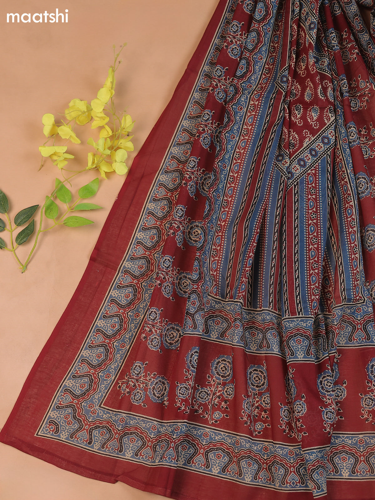 Magenta Pink Cotton Dress Material With Floral Prints