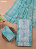 Teal Green Cotton Dress Material With Printed & Embroidery Work