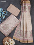 Beige Tissue Dress Material With Allover Kalamkari Print & Embroidery Work Neck Pattern