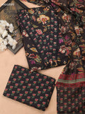 Black Cotton Dress Material With Floral Butta Prints