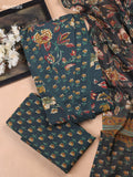 Green Cotton Dress Material With Floral Butta Prints