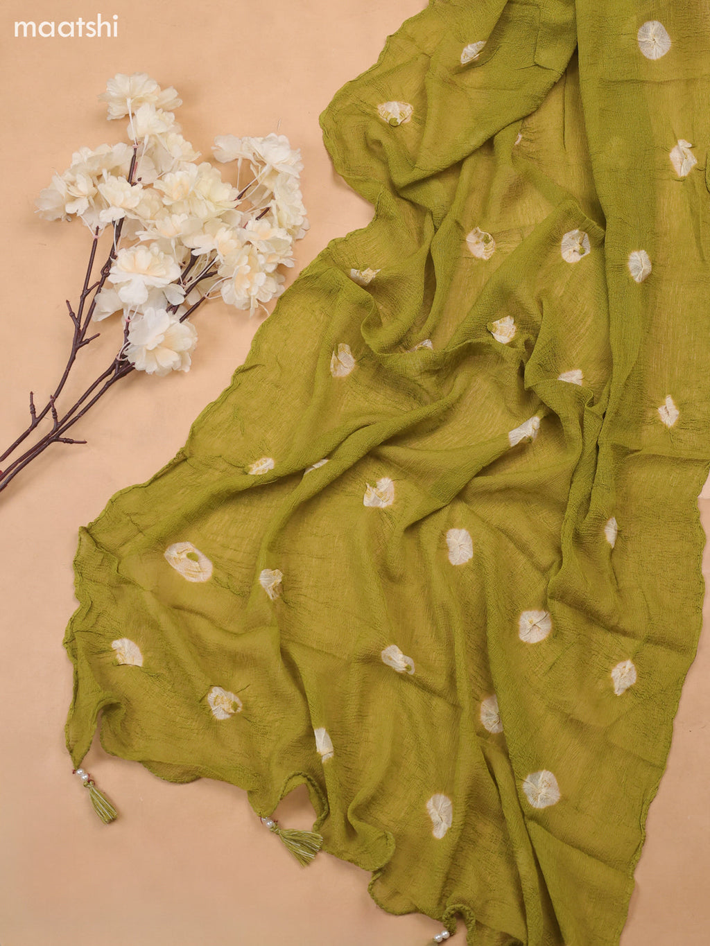 Green Cotton Dress Material With Floral Butta Prints