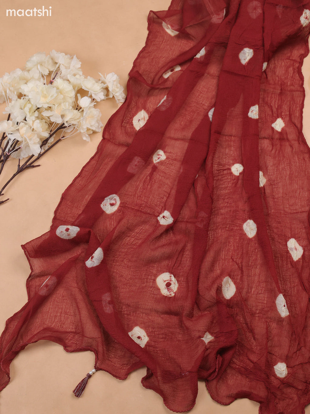 Maroon Cotton Dress Material With Floral Butta Prints
