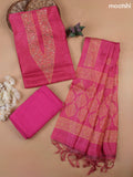 Pink Munga Cotton Dress Material With Embroidery Work Neck Pattern